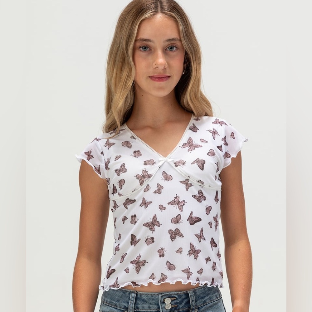 RSQ Girl’s Butterfly Mesh Top XL